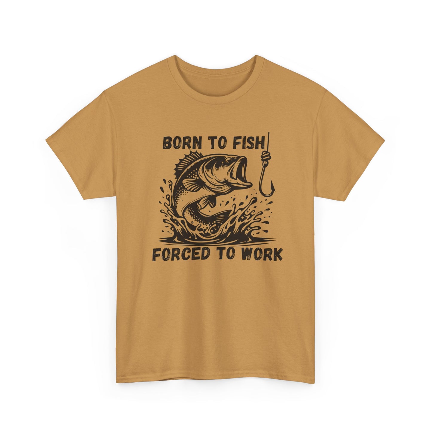 Born to Fish Forced to Work T Shirt, Funny Fishing Graphic Tee, Outdoorsman Gift, Angler Humor Shirt, Fishermans Tee