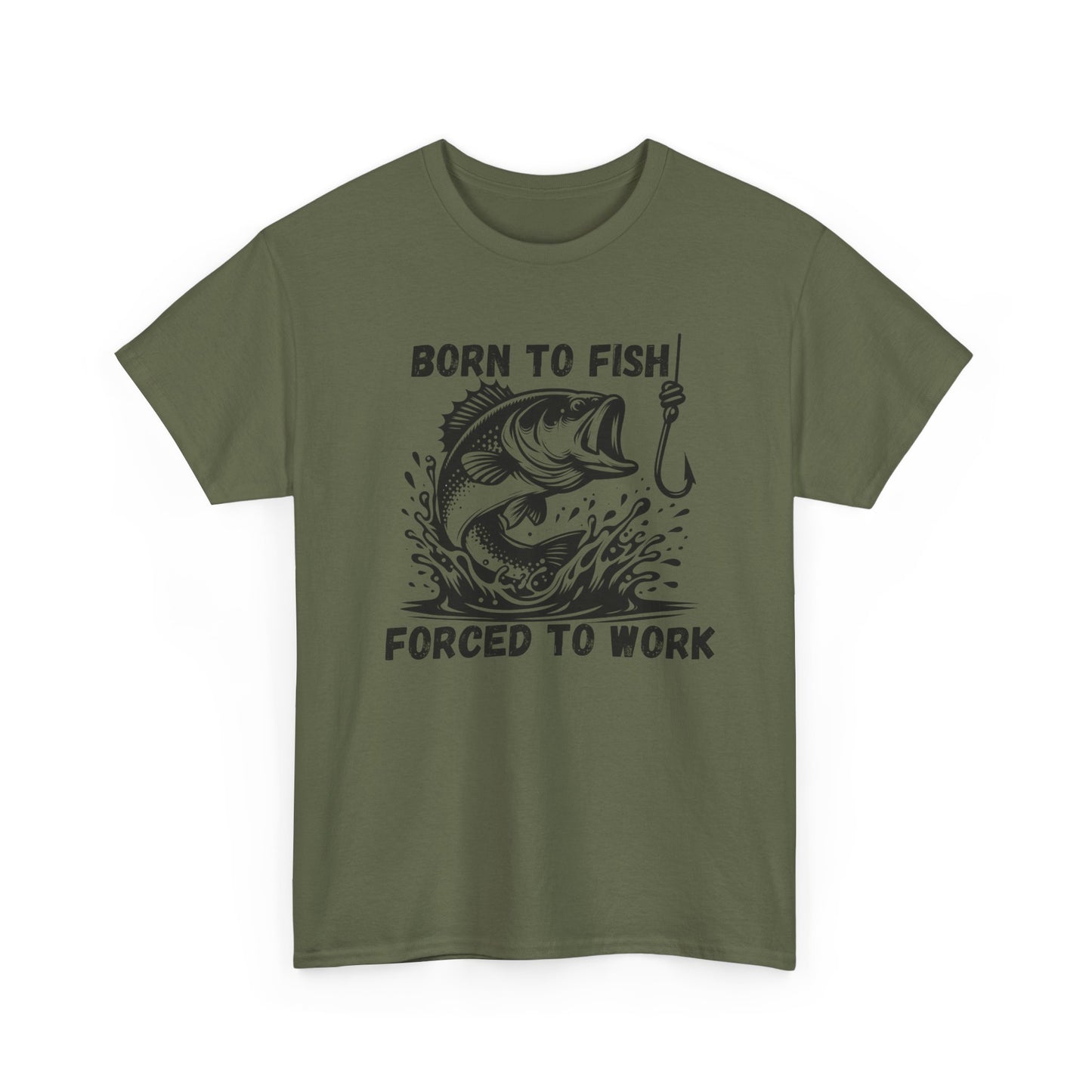 Born to Fish Forced to Work T Shirt, Funny Fishing Graphic Tee, Outdoorsman Gift, Angler Humor Shirt, Fishermans Tee