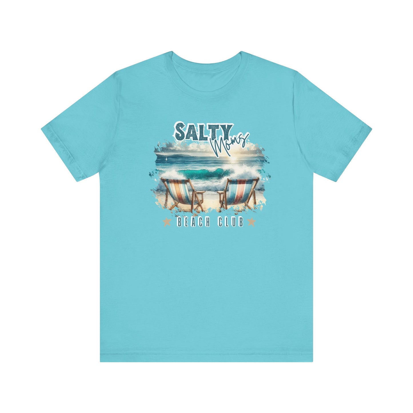 Beach Tee Salty Moms Beach Club T-Shirt Coastal Mom Graphic Tee Mom Vacation Tee Coastal Vibes Shirt for Women Funny Mom Shirt